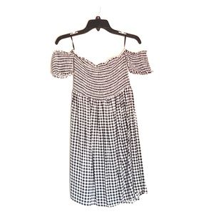 Gingham Print Off-The-Shoulder Mini Dress